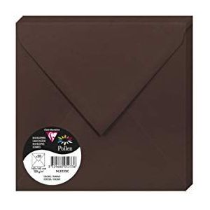 Clairefontaine 5233C enveloppen, rubber, vierkant, 16,5 x 16,5 cm, 120 g/m², kleur: cacao, uitnodigingen voor evenementen en matching, pollenserie, glad premium papier