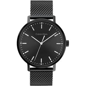 Calvin Klein Analoog kwartshorloge voor heren met Milanese armband van roestvrij staal zwart - 25200046, Zwart, Modern en minimalistisch