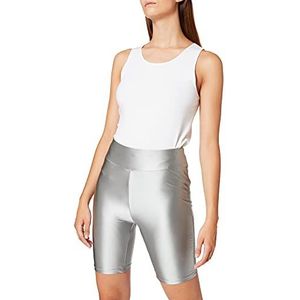 Urban Classics Tb4342-ladies Highwaist Shiny Metallic Cycle Shorts Dames, Donker Zilver