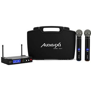 Audibax Sidney 500 A UHF Draadloos microfoonsysteem Professioneel draadloze tweehandige microfoon, analoge modulatie, incl. transportkoffer, 50 meter bereik