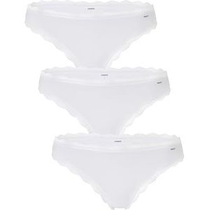 Lovable Brésilien Fancy Soft Cotton Lovely Bikini Style Sous-vêtements (Pack de 3) pour femme, Blanc, S