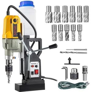 VEVOR Professionele magneetboormachine, 12000 N, 1100 W, professionele magneetboormachine met nekverbinding, magnetische basis
