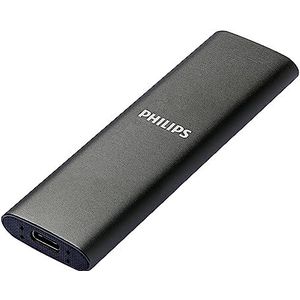 PHILIPS Externe SSD 500G – ultradun, SATA Ultra Speed USB-C – USB, leessnelheid tot 540 MB/s, schrijven tot 520 MB/s, aluminium