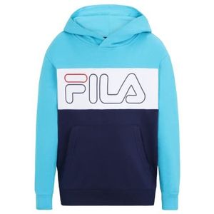 Fila Logo Sunrise Blocked Sweatshirt met capuchon voor kinderen, uniseks, Blue Atol Middeleeuws Blauw-Bright White