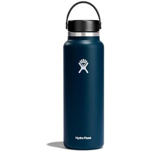 Hydro Flask W40BTS464 Vacuüm geïsoleerde roestvrijstalen waterfles met Flex Cap lekvrije dop en dubbelwandige handgreep, herbruikbaar, BPA-vrij, brede opening, indigoblauw, 1180 ml