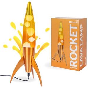 Fisura - Oranje lavalamp ""rocket"". Metalen basis en oranje gradiëntfles. Vintage stijl met reservelamp. Afmetingen: 20 cm x 20 cm x 45 cm.