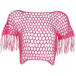 ZITHA T-shirt en crochet pour femme, rose fluorescent, XL-XXL