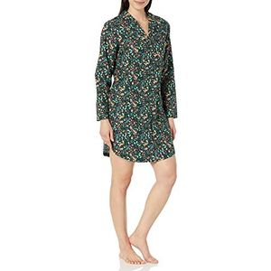 Amazon Essentials Chemise de nuit tissée en flanelle à col cranté pour femme (disponible en grande taille), folklorique noir, taille XS