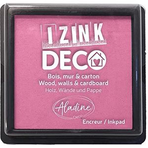 Aladine - Izink decoratief stempelkussen maat XL 10 x 10 cm – zeer dekkende pigmenten, sneldrogend – hoogwaardig schuim, ideaal voor creatieve vingerafdrukken op muur, hout en karton – pastelroze