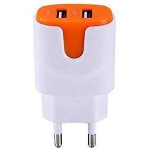 AC-adapter kleur USB voor Nokia 8.1 Smartphone Tablet Dual stopcontact 2 poorten Power AC oplader (oranje)