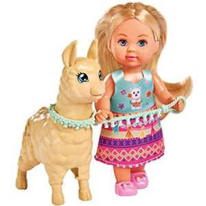 Simba 105733497 Evi Love pop in mooie outfit met alpaca en riem, 12 cm, voor kinderen vanaf 3 jaar