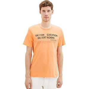 TOM TAILOR 1036426 T-shirt met print voor heren, 1 stuk, 22195 - Fruity Melon Orange