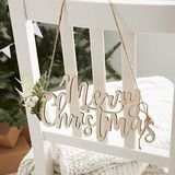 Ginger Ray Decoratieve slinger van hout met opschrift ""Merry Christmas"" en bladeren