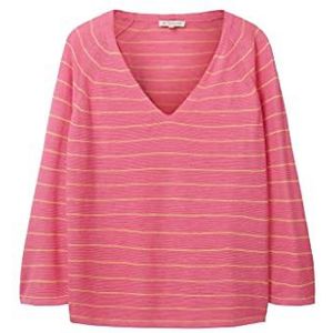 TOM TAILOR 1036739 Sweatshirt voor dames, 31727 - Pink Sand Stripe