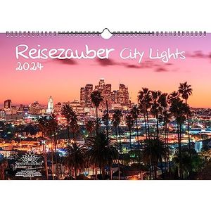 Städtezauber City Lights Calendrier 2024 Motif villes nocturnes Format A3 Seelenzauber
