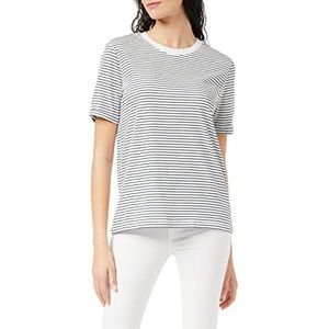 PIECES Pcria Ss Fold Up Noos T-shirt voor dames, Veelkleurig (Bright White Stripes: Maritime Blue)