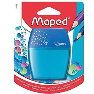 Maped – Shaker Puntenslijper – 2 gaten – Puntenslijper met transparante tank – hoge capaciteit – Kleur: Blauw