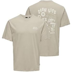 Only & Sons Onsmace Life Rlx Funny Ss Tee T-shirt voor heren, Zilveren voering.