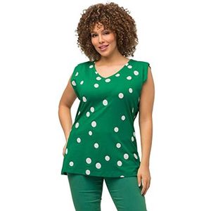 Ulla Popken T-shirt à manches courtes avec épaulettes pour femme, vert émeraude, 64-66