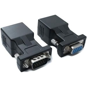 SYSTEM-S Ethernet VGA over IP VGA mannelijk en vrouwelijk naar RJ45 vrouwelijk LAN 20 m bereik