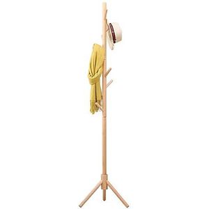 BAKAJI Designer kapstok van berkenhout met 8 Abiti-haken en standaard, afmetingen: 41 x 41 x 176 cm, natuur