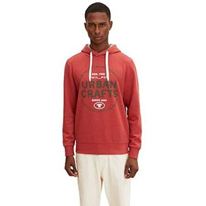 TOM TAILOR Uomini 1035833 Hoodies Sweatshirt met opdruk (1 stuk), 27839 - Chili Rood Wit Melange