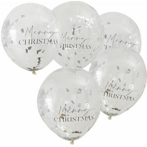 Ginger Ray Merry Christmas zilveren confetti ballonnen