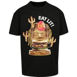 Mister Tee Eat Lit Oversize T-shirt voor heren, zwart.