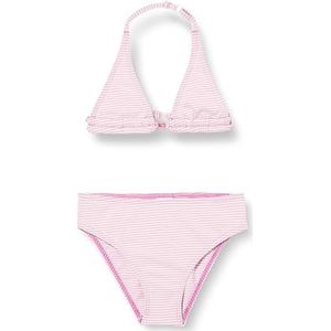 HAUTE PRESSION Tweedelig badpak voor meisjes, effen, stof, gestreept, wafelpatroon, X9066, C01, T6A, roze, 6-16 jaar, Roze
