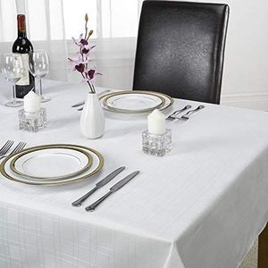 Emma Barclay Chequers tafelkleed, jacquard, rond, 160 cm, wit