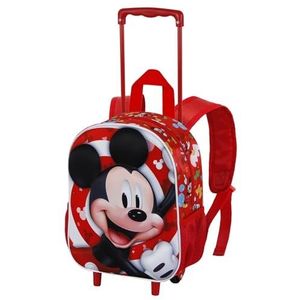 Mickey Mouse Twirl-Petit sac à dos 3D avec roulettes, rouge, 26 x 34 cm, capacité 12,5 l, Rouge, One Size, Petit sac à dos 3D à roulettes Twirl