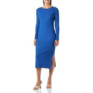 VERO MODA Vmglory Ga Noos Damesjurk met ronde hals, geribbelde jurk, Veel blauw