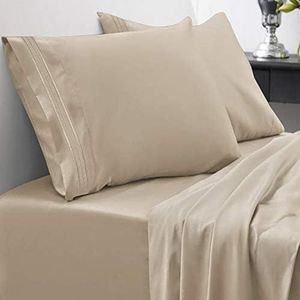 Sweet Home Collection Luxe beddengoedset van microvezel met laken, hoeslaken, 2 kussenslopen, taupe, kingsize