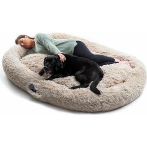 InnovaGoods® Cloft Hondenbed, groot hondenbed, polyesterweefsel, anti-stress bed voor middelgrote honden, maximale ontspanning en rust, hondenbed met afneembare en wasbare hoes, beige