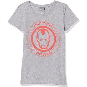 Marvel Little Big Classic Power of Iron Man T-shirt à manches courtes pour fille, chiné athlétique, X-Small, Gris chiné Athletic, XS