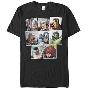 Marvel Avengers Classic-Squares Organic T-shirt, uniseks, korte mouwen, zwart, S, SCHWARZ