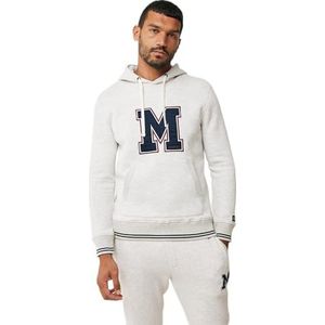 Mexx Sweatshirt met capuchon met opdruk op de borst, heren t-shirt, gebroken wit, S, Gebroken wit