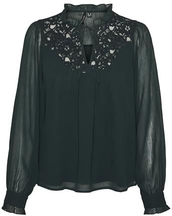 VERO MODA Vmgaby Ls Top Wvn Ga Damesblouse met lange mouwen, Scarab, S