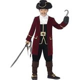 Aptafêtes - Smiffys Deluxe Captain Piratenkostuum, zwart, met jas, vest, broek, sjaal en C kostuum, kinderen, CS843997/S
