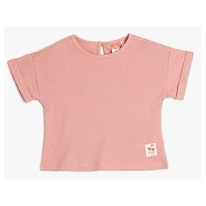 Koton Babygirls Basic T-shirt texturé à manches courtes en coton pour fille, Rose (258), 3-4 Jahre