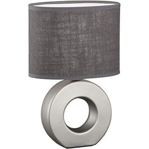 Fischer & Honsel Ponti Elegante keramische tafellamp met stoffen kap, harmonieuze kleur, 1 x E14 fitting, keramiek mat zilver, lampenkap in grijs, 20 x 13 x 31 cm