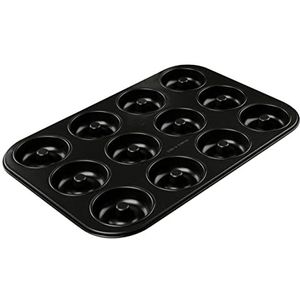 Dr. Oetker 12 traditionele donutvormen met anti-aanbak laag - hoogwaardige donutvorm met uitstekende warmtegeleiding - vorm voor gelijkmatige donuts (zwart) - 1485