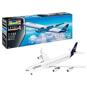 Revell Modelbouw I A340-300 Lufthansa New Livery I bouwset I schaal 1:144 I 112 stuks I knutselset vanaf 12 jaar I gedetailleerd vliegtuigmodel met authentieke lak