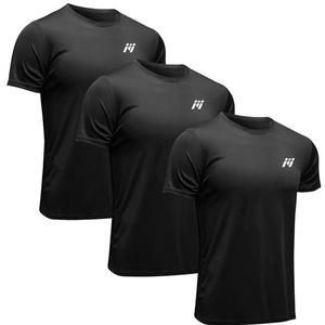 MEETWEE Sport T-shirt Running Top heren T-shirt, Zwart+ Zwart+ Zwart, L