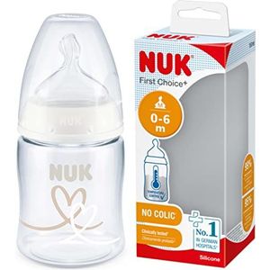 NUK First Choice fles | 0-6 maanden | temperatuurcontrole | siliconen fopspeen | anti-koliek ventiel | BPA-vrij | 150 ml