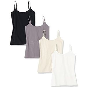 Amazon Essentials Set van 4 hemdjes voor dames, slim fit, grijs/taupe, S
