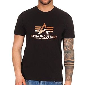 Alpha Industries Basic 100501 - T-shirt - normale maat - korte mouwen - heren, Zwart en goud.