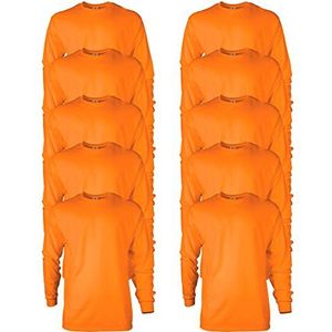 GILDAN Heren T-shirt (2 stuks), Safety Orange (10 stuks)