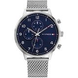 Tommy Hilfiger 1792078 Herenhorloge, analoog kwarts, multifunctioneel, kwarts, met zilveren roestvrijstalen armband, marineblauw, Marine., Armband