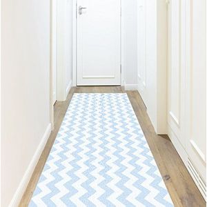VINILIKO, Vinyl tapijt, blauw en wit, 66 x 250 cm